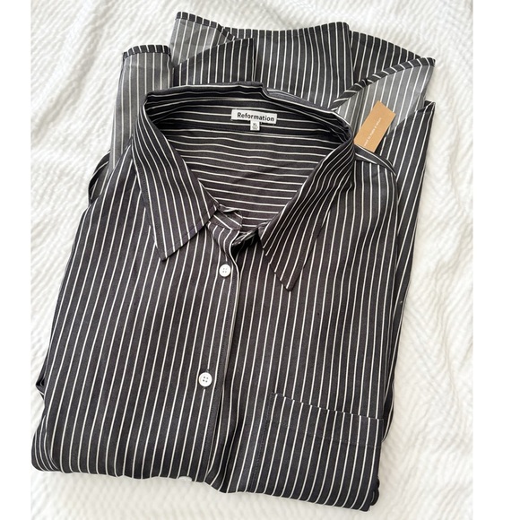 Reformation Striped Oversized Boyfriend Style Shirt - Picture 1 of 9